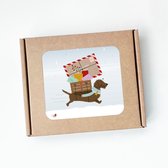 Kerstdoosje Teckel Frits - 8 luxe kerstkaarten met envelop - wenskaarten - kaartenset - kerstkaarten om te versturen - kaartjes blanco - kaartjes met tekst - feestdagenkaarten