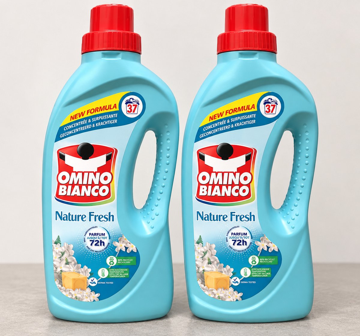 Omino Bianco - Wasmiddel - Voor witte en gekleurde was - Nature Fresh - 2x1,48L - 74 wasbeurten