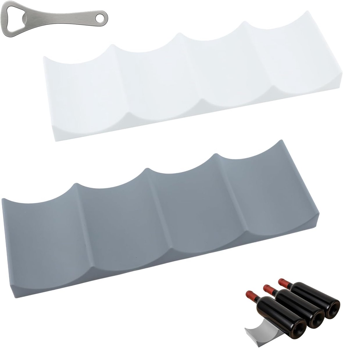 2 stuks flessenhouders koelkast, 2 kleuren koelkastflessen, antislip flessenrek stapelbaar, koelkast flessenrek voor keuken pantry cabinet bier houder