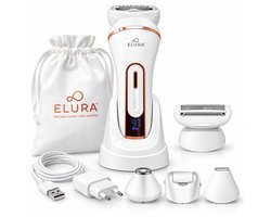 Elura® Ladyshave voor Vrouwen 4-in-1 Premium - Met Extra Scheerkop, Bikinitrimmer, Gezichtstrimmer en Eeltverwijderaar - Waterdicht