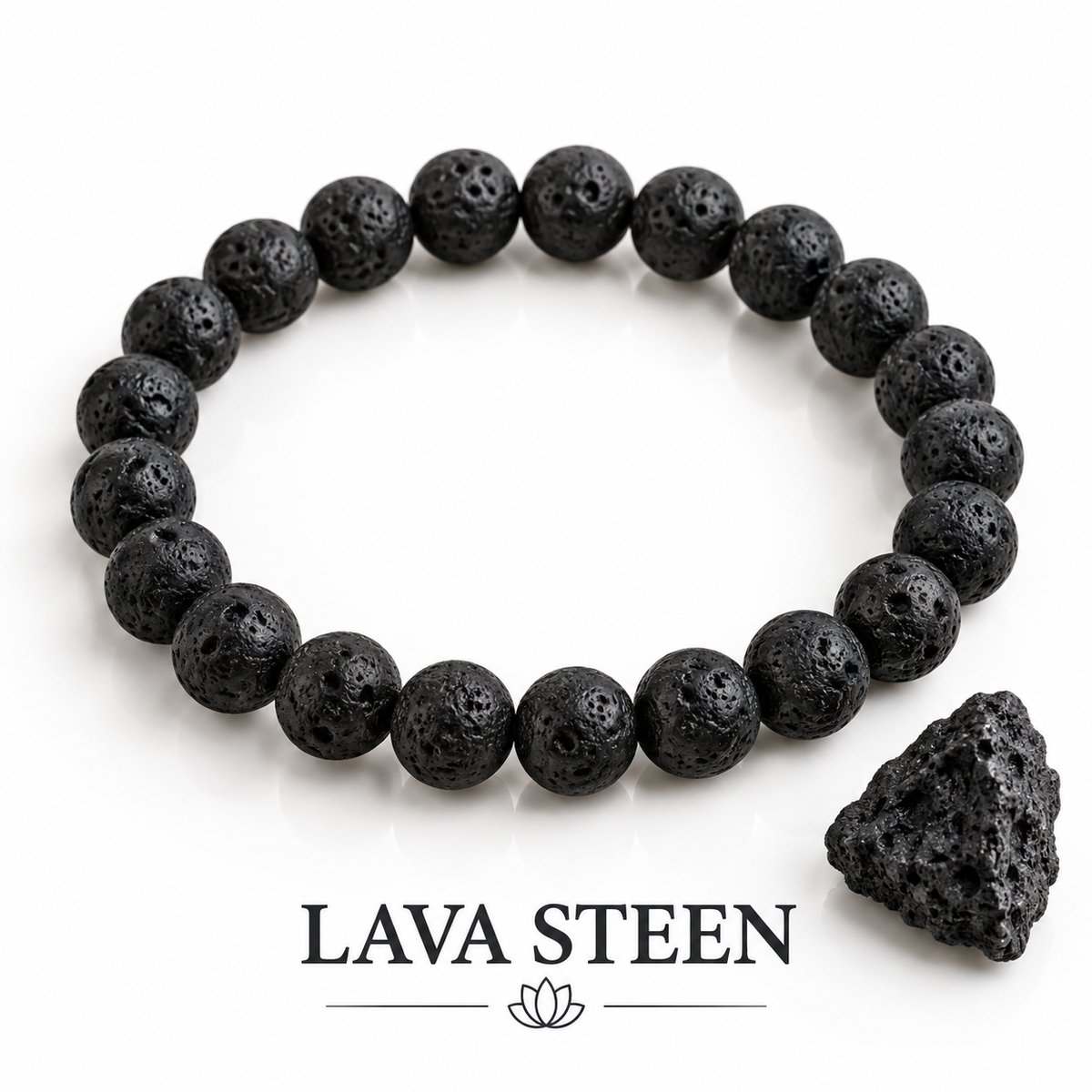 S4H® Lavasteen Armband – 8 mm Kralen – 18 cm – Natuurlijke Lavarock Edelstenen Armband – Aarding, Kracht & Balans – Unisex