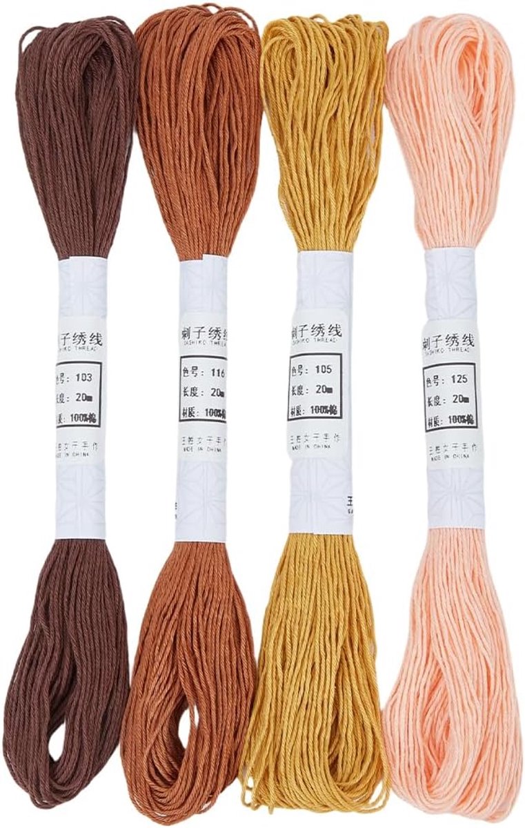 4 strengen 4 kleuren 80 m bruin Sashiko draad quilten katoen borduurwerk floss kruissteek vriendschap armbanden string bulk voor handnaaien herstellen armband ambachten naaien handwerk