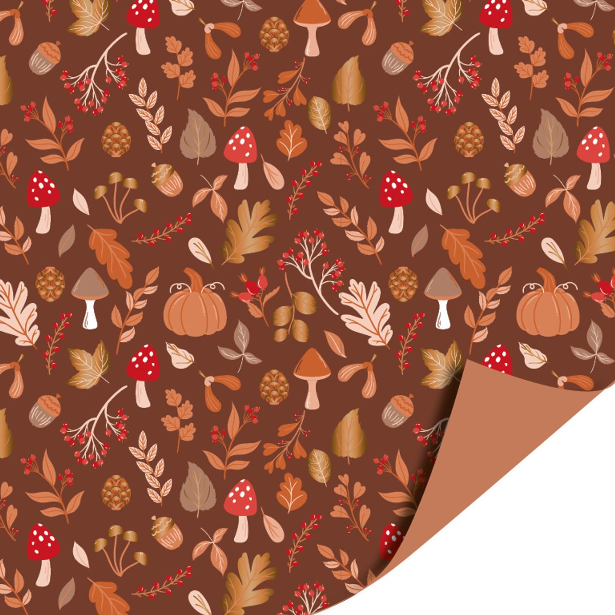 Het Inpakhuis - Cadeaupapier - Inpakpapier - Kadopapier - Autumn Forest - Mokka - 70cm x 2mtr