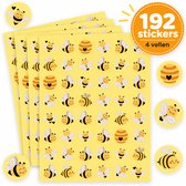 Bijen Stickers - 4 Stickervellen Bijtjes - 192 Zomer Stickers voor Knutselen