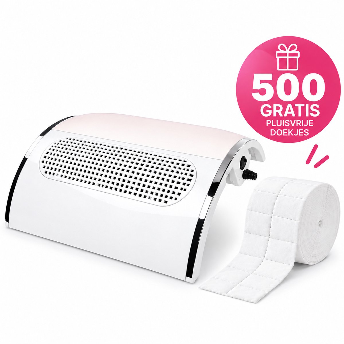 AUM® Nagelstofafzuiger Professioneel – Nail Dust Collector met 3 Motoren – Krachtige Stofafzuiging voor Gelnagels & Acrylnagels – Manicure Tafelafzuiging – 2 Herbruikbare Stofzakken + 500 Pluisvrije Doekjes