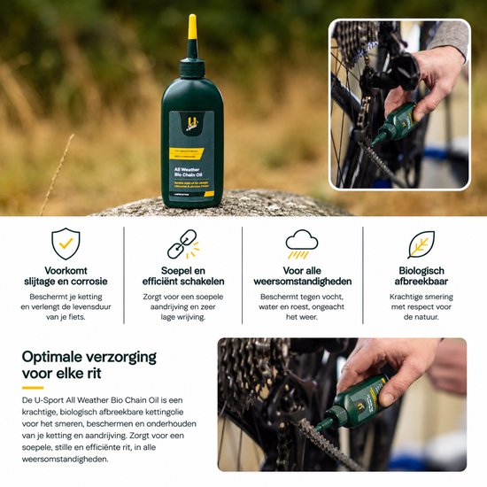 U-Sport All Weather Bio Chain Oil - 150 ml - Biologische Kettingolie - Voor alle weersomstandigheden - Race, MTB & Gravel — afbeelding 2