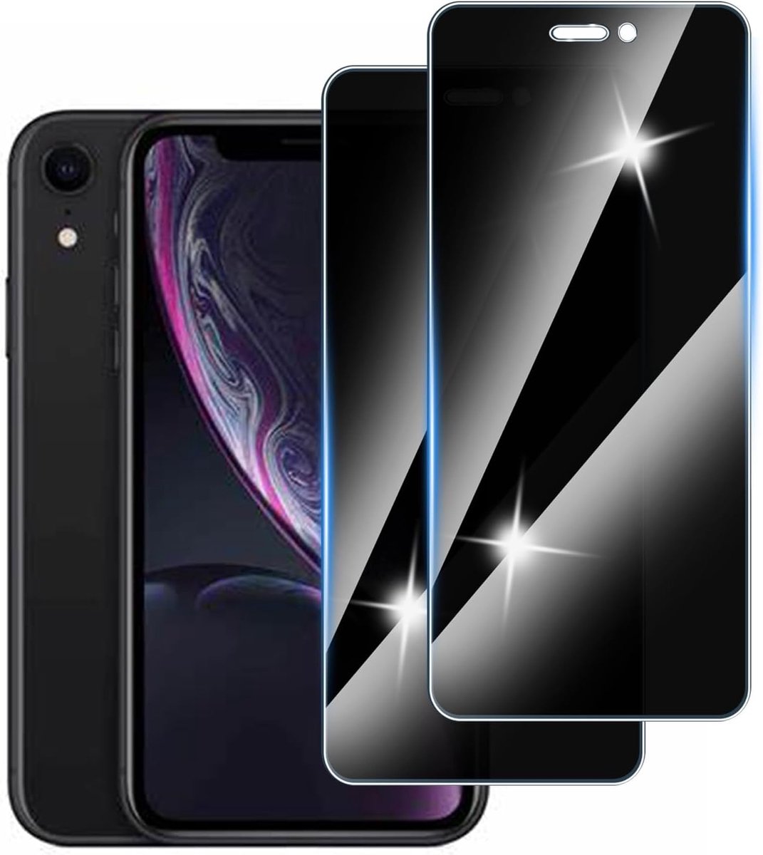 【2 stuks】privacy schermbeschermer voor iPhone 11/iPhone XR, hardheid 9H,Geen Luchtbellen，Anti-Spy pantserbescherming,krasbestendig,privacyfolie