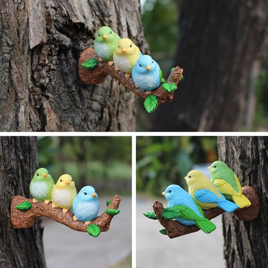 Ornament sculptuur van hars, vogels op tak design boomfiguur tuinfiguur voor buiten — afbeelding 4