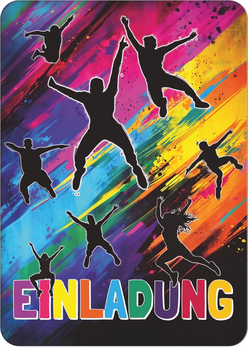 Party Uitnodigingskaarten voor kinderverjaardag jongens meisjes - 12 x uitnodiging trampoline verjaardag uniek - perfect voor uitnodigingskaarten, indoor speelplaats uitnodiging