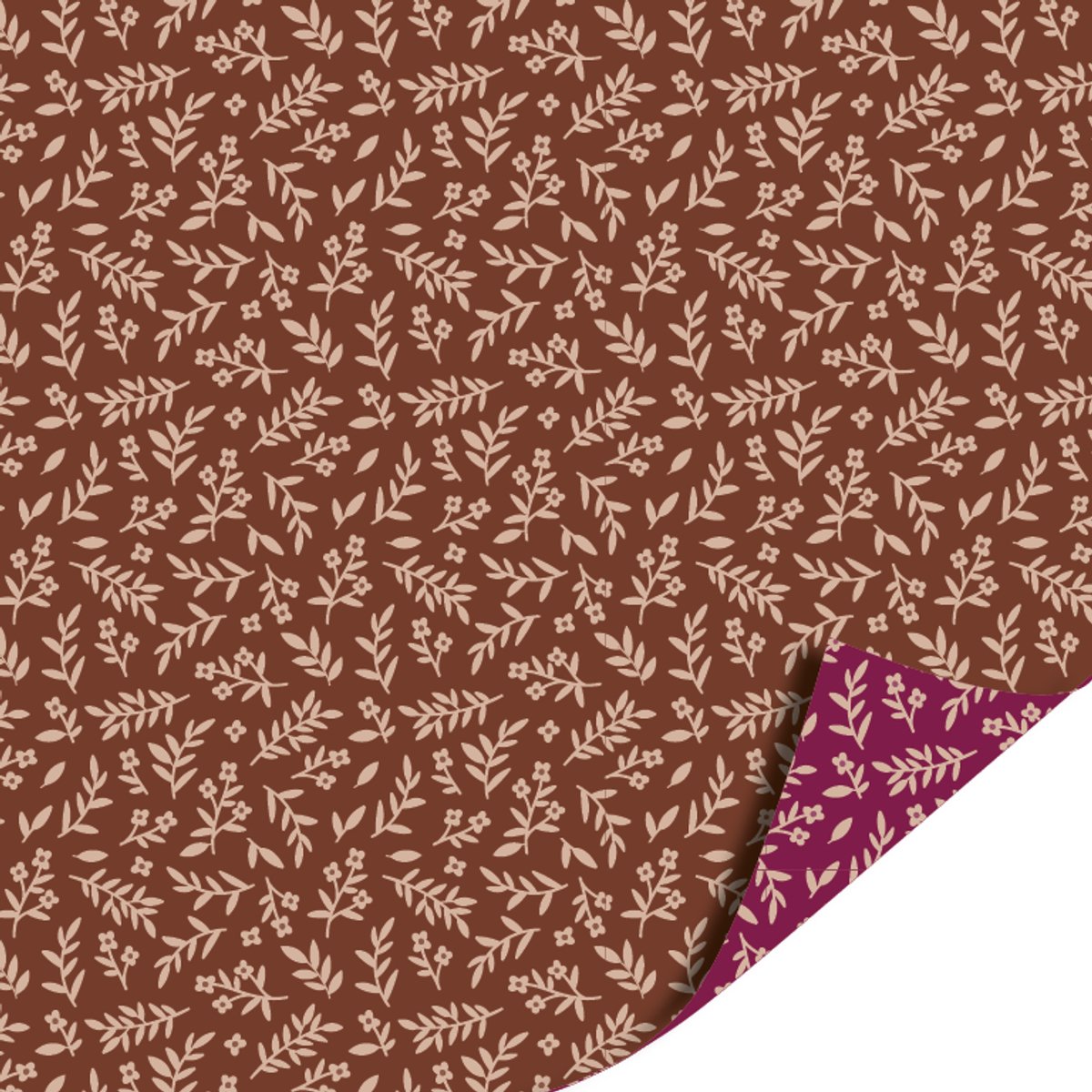 Het Inpakhuis - Cadeaupapier - Inpakpapier - Kadopapier - Luxury Flowers Brown - Luxury Flowers Purple - 70cm x 2mtr