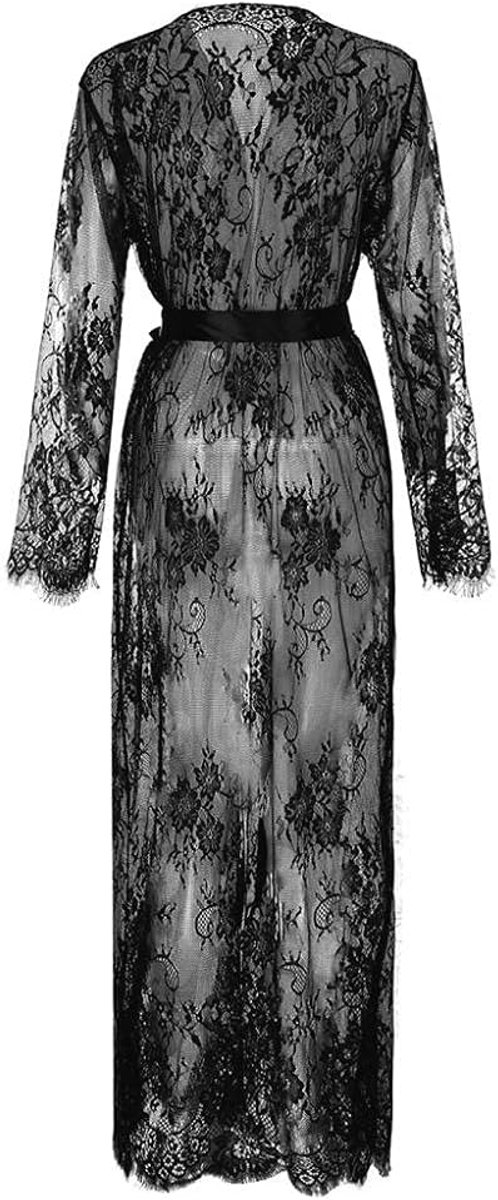 Babydolls, nachtjaponnen & negligés dames Dames kanten lingerie mesh riem lang kleed jurk ondergoed halter open transparante lingerie