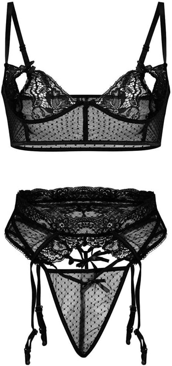 Dameskleding Ondergoed Dames Pure Lingerie Kant Geborduurde BH Sexy Ondergoed Erotisch Kostuum-Blanco_L