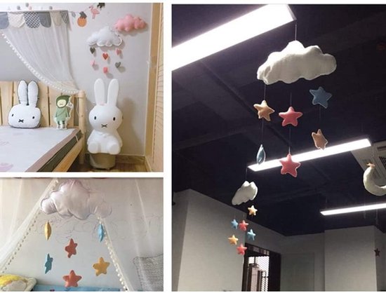 Mobiele hangende baby windspel, plafondmobiel, motief: wolk en hart, hangdecoratie, slinger voor kinderkamer en babyshower — afbeelding 2