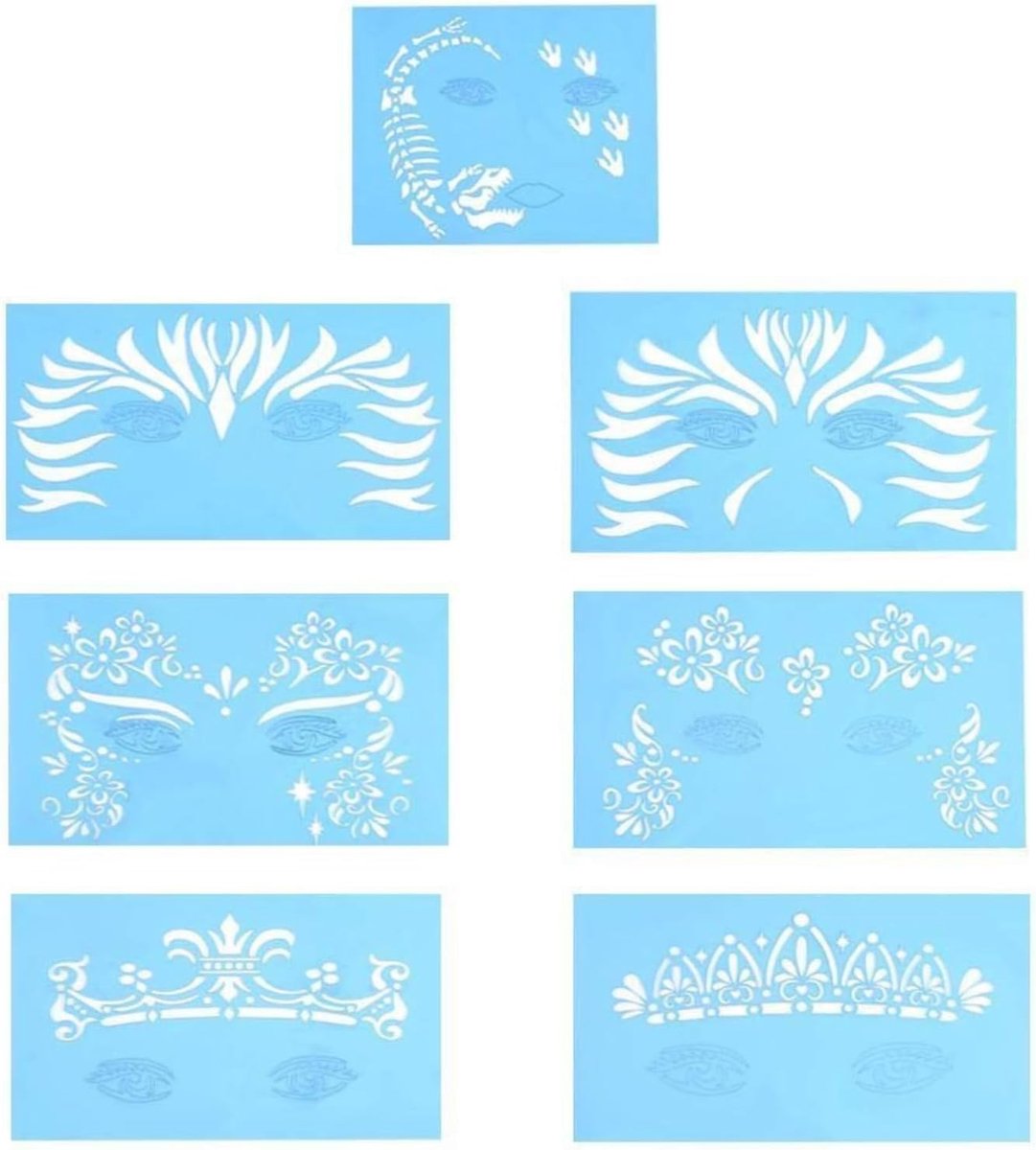 Gezichtslak Stencil Herbruikbare Tattoo Schilderij Template Lichaam Kunst Bloemen Gezicht Make-up Design Tools 7 Stijl / Set (Patroon: #2)