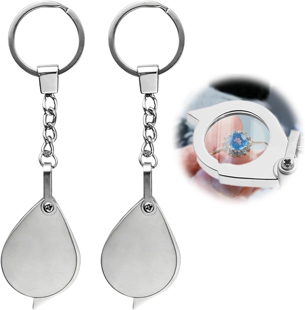 2 stuks draagbare vergrotingslens, vergrotingsspiegel, mini-bril voor het ophangen van verschillende brillen, opvouwbaar, decoratief, voor het lezen van boeken, kranten, werk of reizen