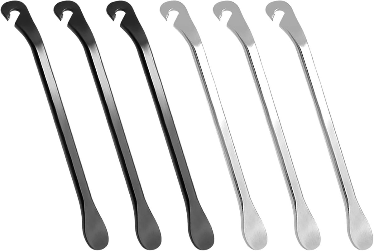 6 stuks fietsbandenlichters, fietsbandenlichters set, metalen bandenlichters, koolstofstaal montagehendels, fietsbandmontagegereedschap voor racefietsen en mountainbikes (zwart, zilver)