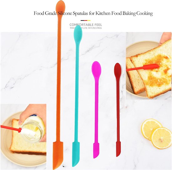 Spatels Silicone, Multifunctionele Herbruikbare Kleine Rubber Make-up Lange Lepel, voor Keuken Voedsel Bakken Koken Beauty Make-up Cosmetica Lotion Resin Handgemaakte Palet (Oranje rood — afbeelding 5