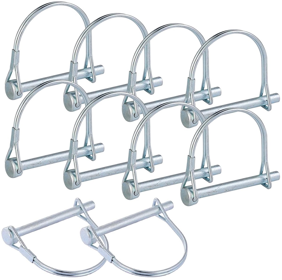 10 stuks splitpennen, 8 x 70 mm gespleten pen in D-vorm, motocultivator splitpen van gegalvaniseerd koolstofstaal, veiligheidspennen voor aanhangers, vrachtwagens, tractoren