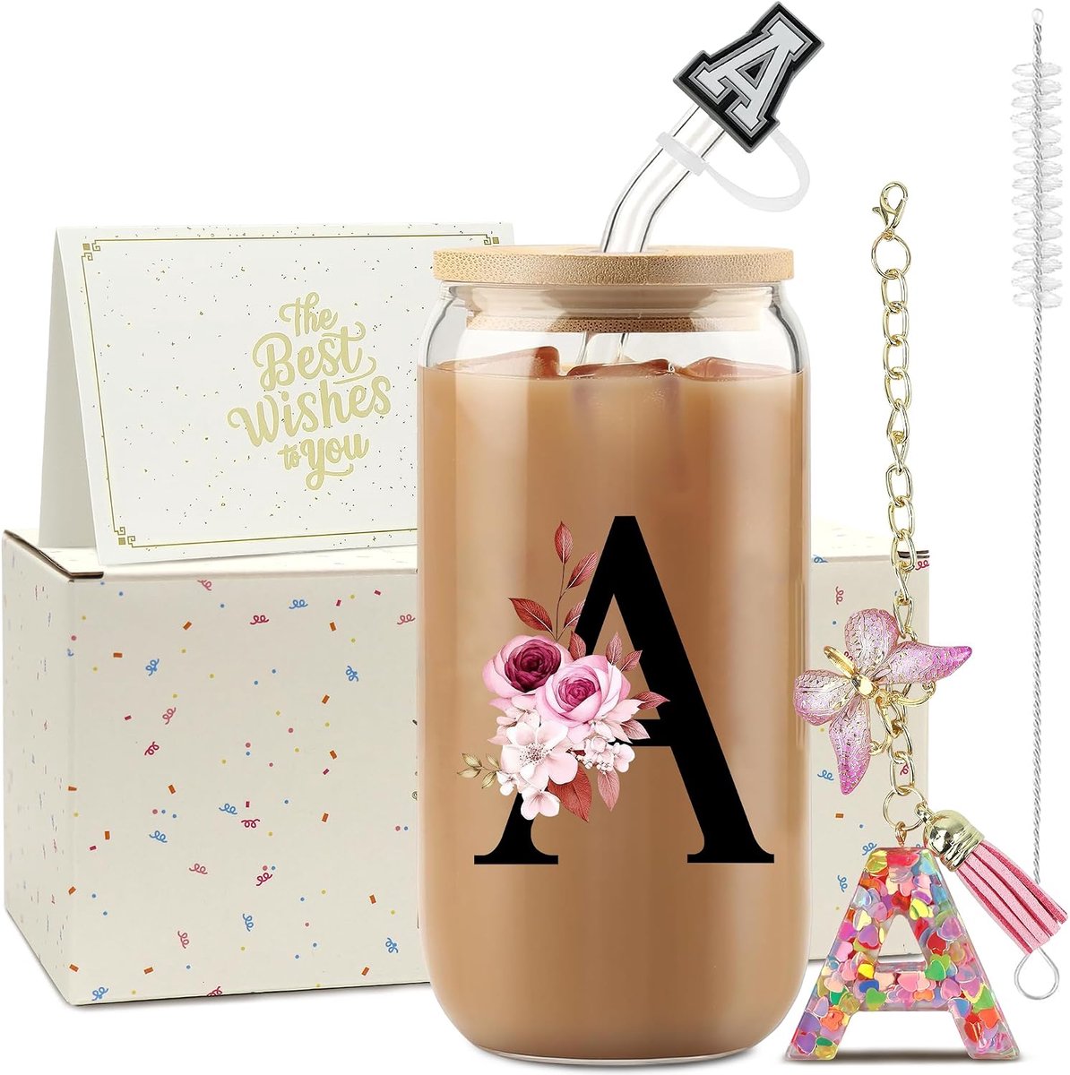 Brief cadeau vrouwen verjaardag drinkbeker met rietje