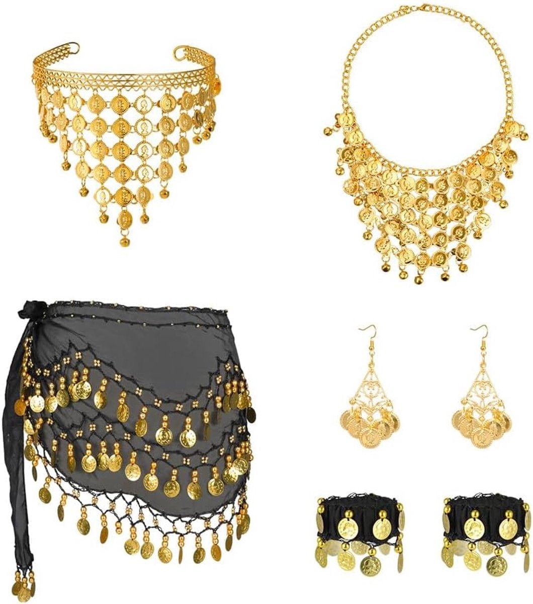 7PCS Buikdans Heup Sjaals Kit Hangende Buikdans Kostuum Riem Voor Podium Optredens Feest Optredens Etc.