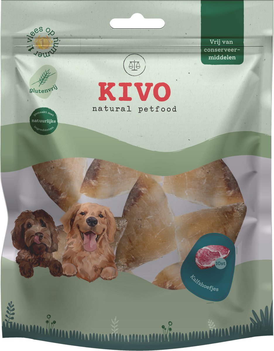 Kivo Petfood Kalfshoefjes 2 zakken verpakt per 10 stuks - Graanvrij en Glutenvrij
