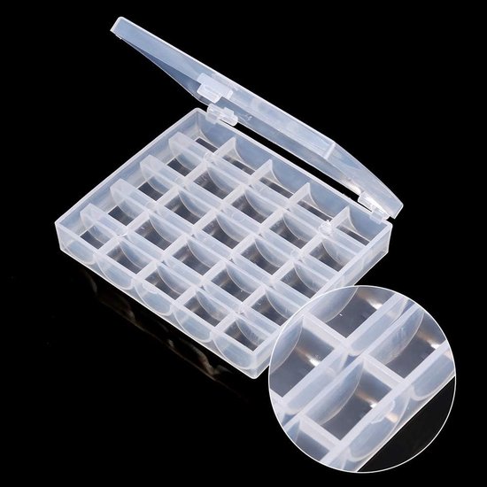 Cucito,Pfaff Ambition 630,Spulenbox Leer,Bobbin Oergdoos,Naaihine Gereedschap 1Pc Plastic Lege Spoelen Case Naaihine Spoel Organizer Oergdoos Voor 25 Spoelen — afbeelding 3