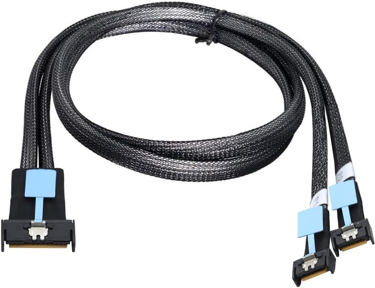 Xiwai PCI-E 5.0 MCIO STR PCI-E Mini Cool Edge IO 8i 74Pin Mannelijk naar Dual MCIO 38Pin Mannelijke Hoge Snelheid Extender Datakabel 50cm