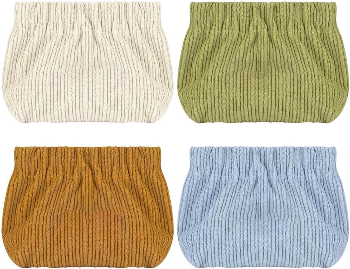 4-Pack Corduroy Organizer met haarband, kleine make-uptas, draagbare lippenstifttas, kleine toilettas voor vrouwen en meisjes