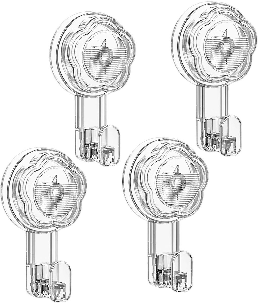 4 stuks zuignaphaken, extra sterke haken met zuignap, douche, zuignap, zonder boren, max. 2,5 kg, zuignaphaken, herbruikbaar, handdoekhaken, voor ramen, glas, badkamer, keuken, badkamer