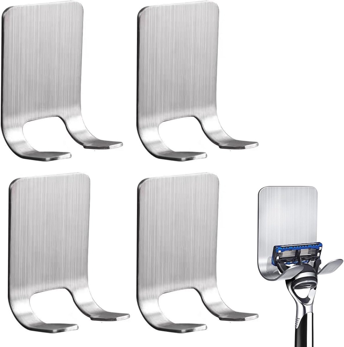 4 stuks scheerapparaathouder, douche, houder scheerapparaat, douche, roestvrijstalen scheerapparaathouder, waterdichte zelfklevende scheerapparaathouder, ophanghaken, voor deur, muur, badkamer, keuken