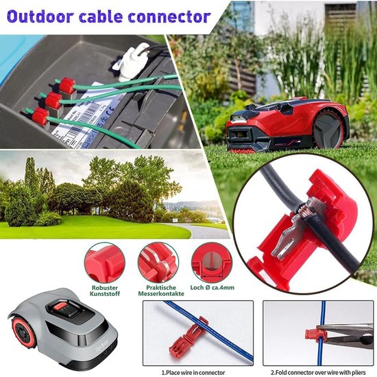 Omtrek, 200 m, kabeltracer robot grasmaaier + 100 pennen, 40 kabelaansluitingen, 40 aansluitklemmen, universele compatibiliteit met robotmaaiers op de markt — afbeelding 4
