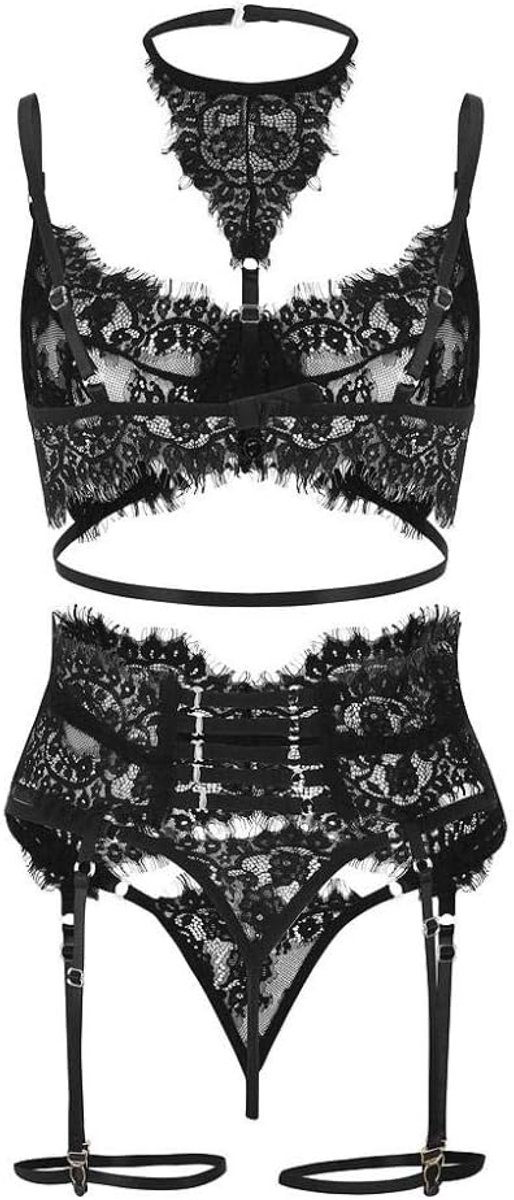Dames 3 ST Dames Erotische Kant Lingerie Porno Beha String Kousenband Verleiding Ondergoed Sexy Perspectief Set