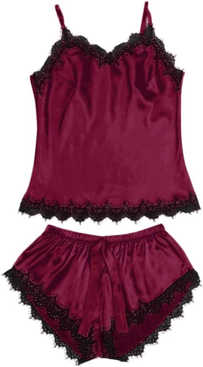 Lingerie voor dames V-hals transparante lingerie met jarretelgordel lingerie bodysuitPyjama Vrouwen Satijnen Tops Broek Sexy Nachtkleding Pyjama Vrouwelijke Nachtkleding Sets Lace up Mouwloze Strapless Pijamas Lingerie