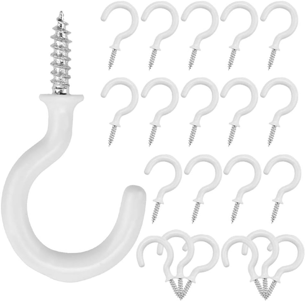Haken waslijnhaken wit 47 * 17mm kophaken kop cup haken haakschroeven planthaken met draad inschroefplafond ooghaken plafondhaken voor kerstverlichting