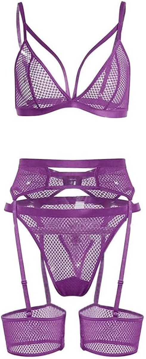 Sexy dames erotische lingerie Vrouwen Sexy Lingerie Set Kostuum Kanten Ondergoed Beha String Kousenband Nachtkleding