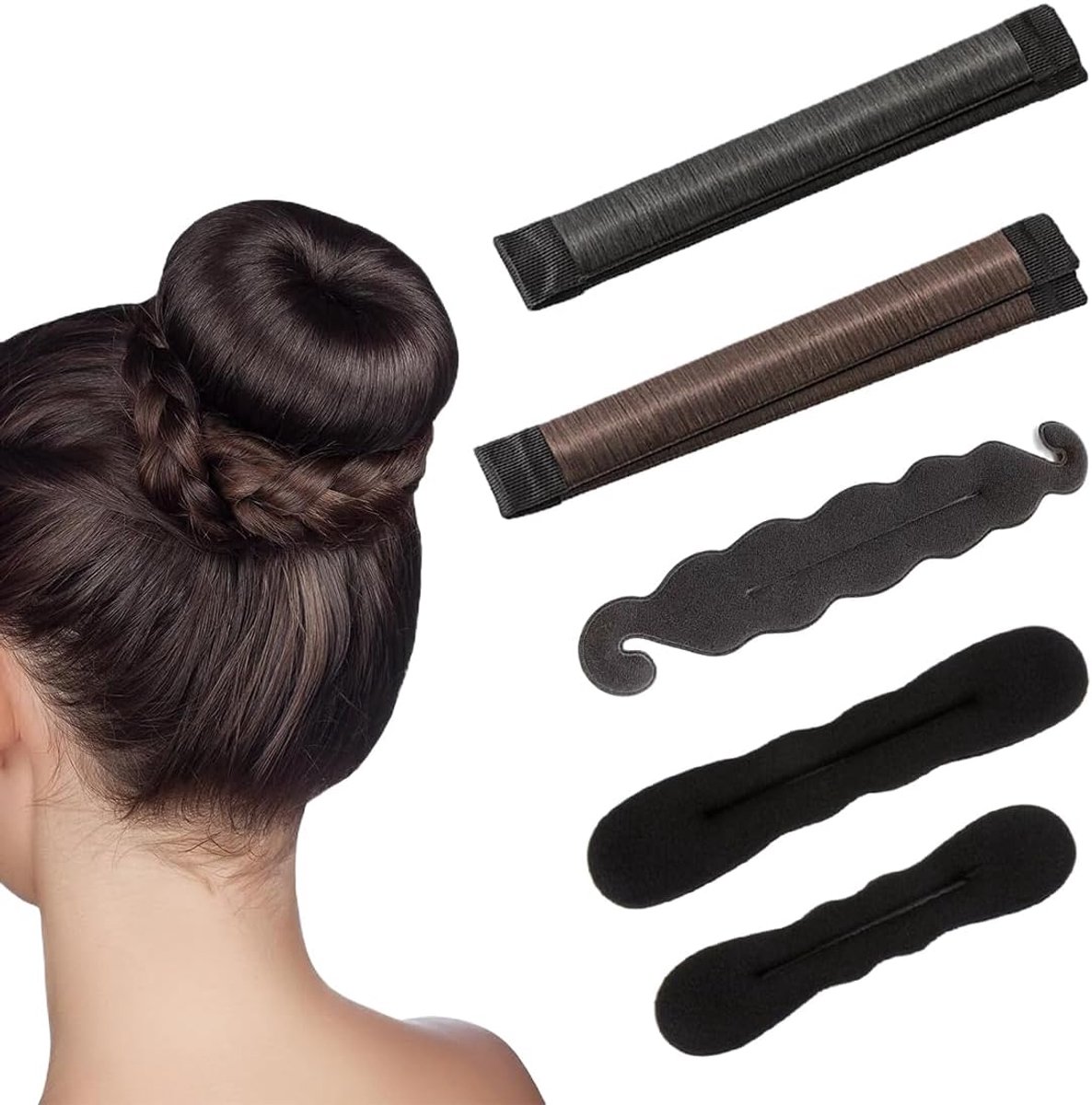 6 stuks haarknopen voor donuts, eenvoudig voor haar, haarknot, knotmaker, modieuze haarstyling clip, haarstijl, doe-het-zelf tool voor meisjes en vrouwen