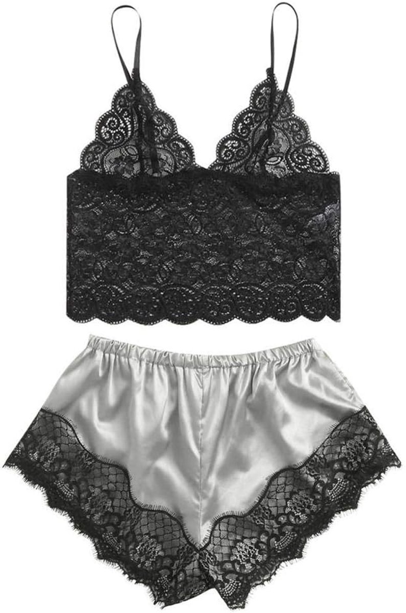 Dameskleding Sexy Lingerie Set Ondergoed Vrouwen Bow Kanten Jurk Satijnen Kostuum