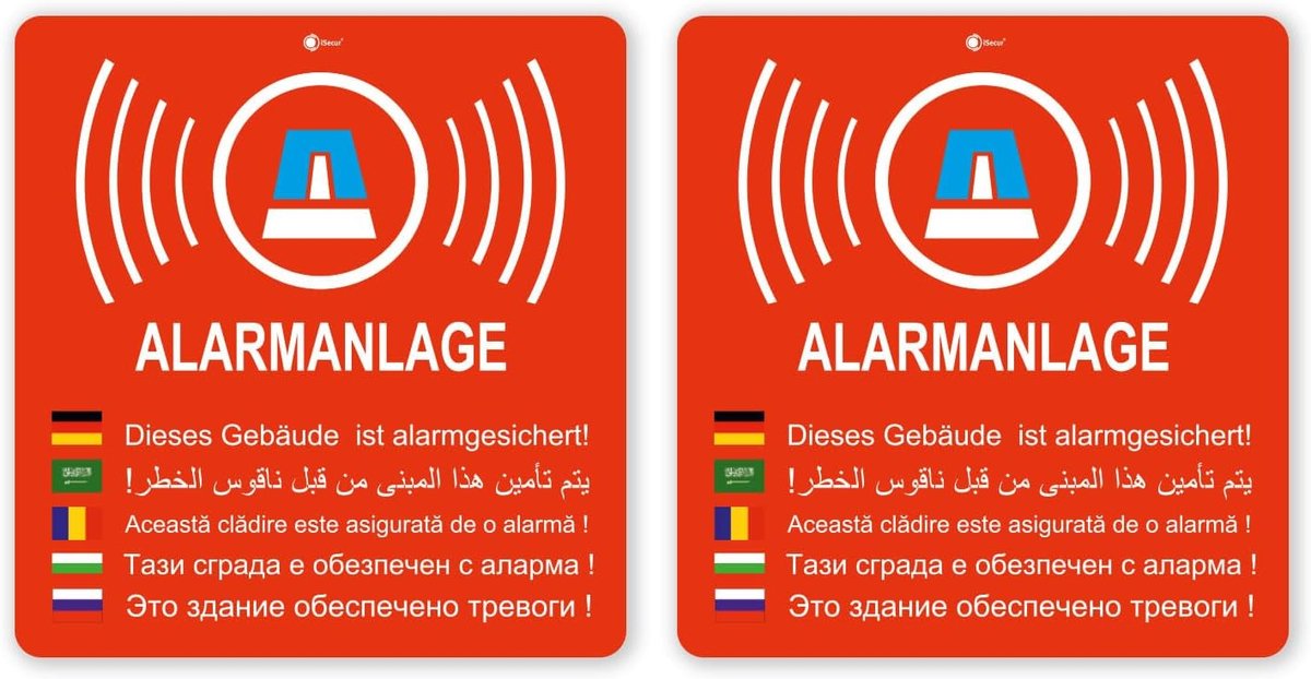 Easydruck24de Duitse Alarmstickers Set 2 Rood 8 cm - hin155
