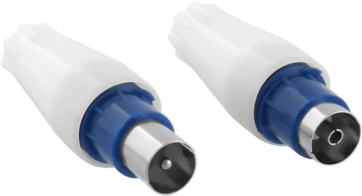 PVMF95 antenne-stekkerdozen, 9,5 mm, wit/blauw, 2 stuks
