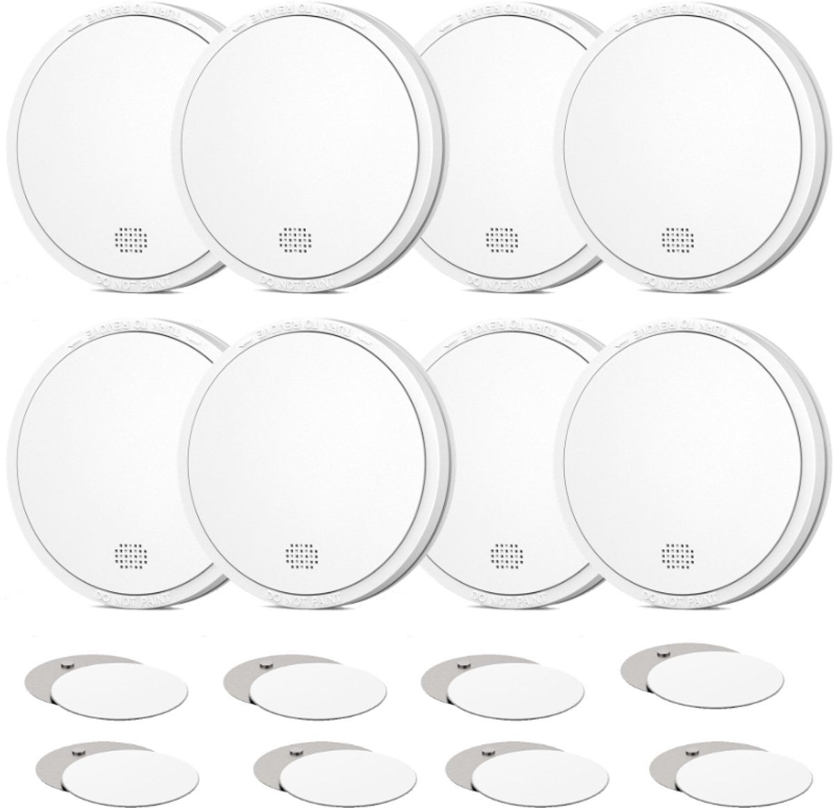 CPVAN Rookmelder - 10 Jaar Batterij - Inclusief Test/Silence Knop en LED Indicator - Voldoet aan EN 14604 - Geschikt voor Woonkamer - Keuken - Caravan en Kantoor - Model: FSI-3004 - 8 Stuks