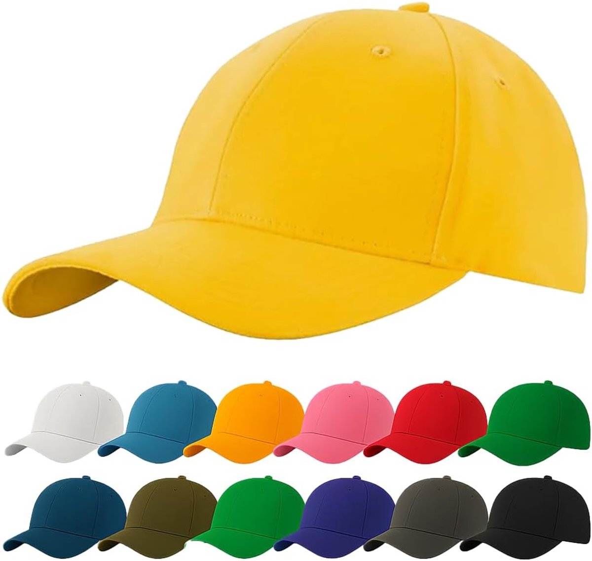 Pet Zwart voor Heren & Dames – Verstelbare Unisex Pet 54–60 cm – 100% Katoen, Ademend & Lichtgewicht – Baseball Cap Zonder Logo voor Dagelijks Gebruik, Sport & Vakantie