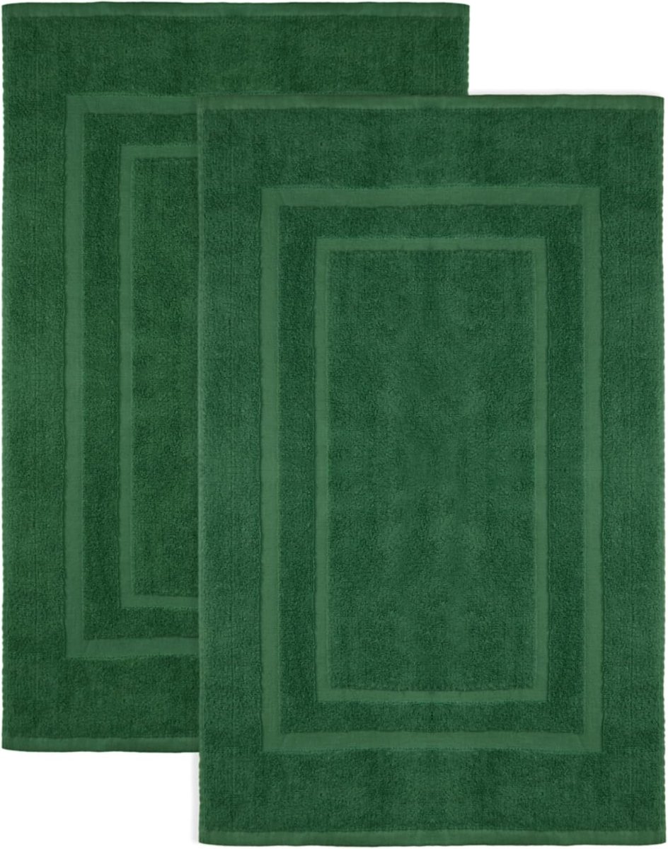 SnelShoppen - Set van 2 Badmatten - 50x80cm Donkergroen - 100% Katoen - Zacht en Absorberend - Premium Terry - Badkamer Accessoires