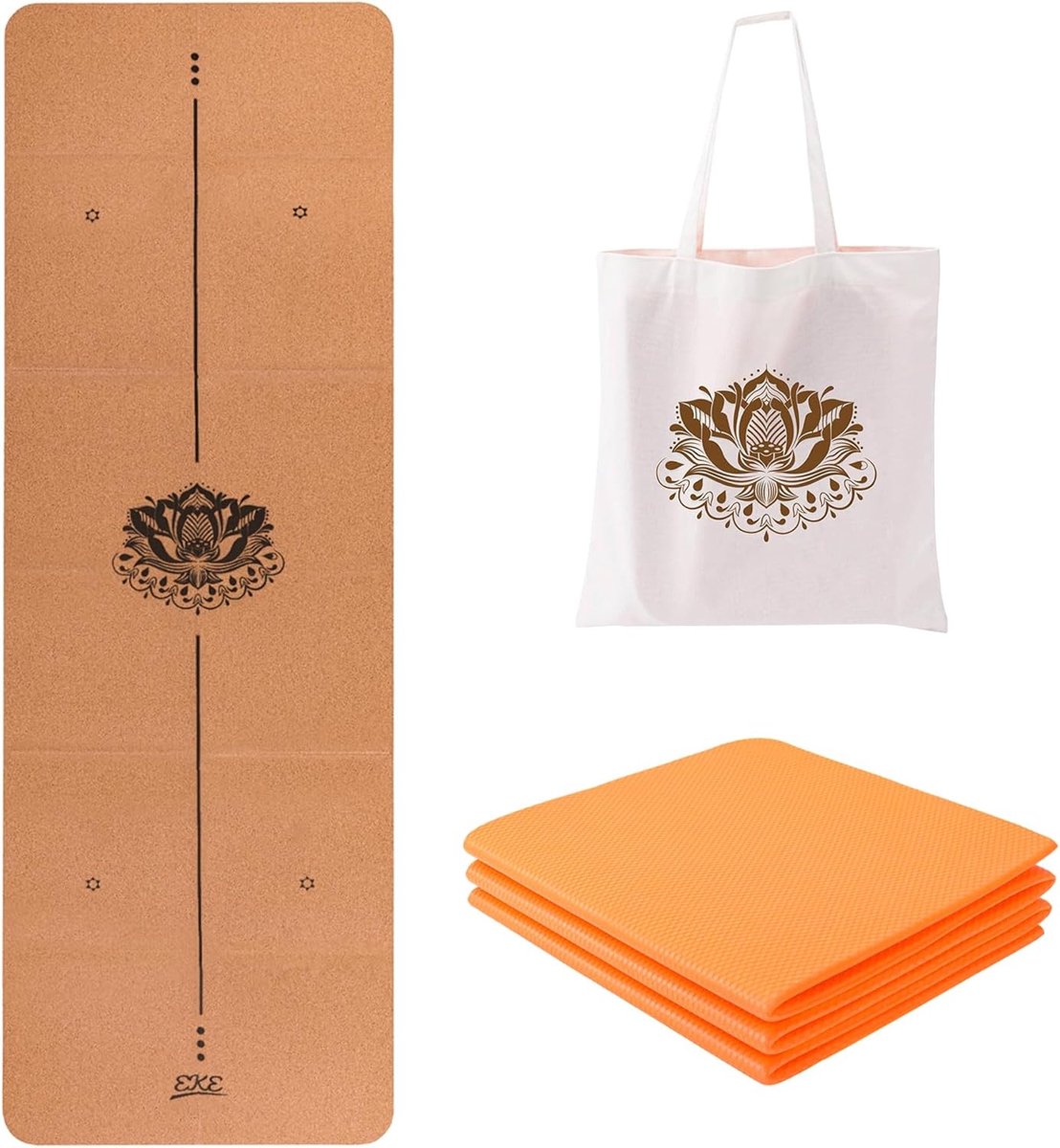 SnelShoppen - EKE Vouwbare Yoga Mat - Lichtgewicht en Draagbaar - Standaard Maat - Geschikt voor Yoga, Pilates, Fitness, Sport en Training - Met Canva