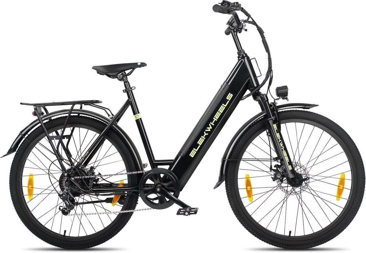 VANKEL Elektrische Stadsfiets 26 Inch – E-bike Dames & Heren – Lage Instap – 360Wh Uitneembare Accu – 250W 45Nm – 7 Versnellingen – Voorvering – App thumbnail 3