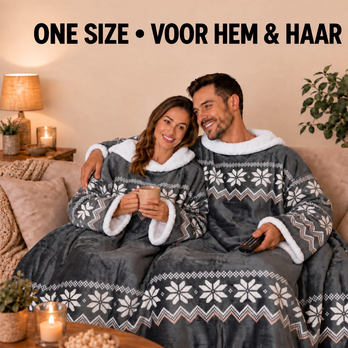 Fleece Deken met Mouwen - Plaid met Mouwen - Hoodie Deken - Hoodie Blanket - Huggle Hoodie - Snuggle Hoodie - Dekens - TV Deken - Zwart - Dames en Heren - Volwassenen - 180x130 cm - Noodpakket - Kerstcadeau - Snuggie Moment — cadeau in Wonen & Interieur - foto 6