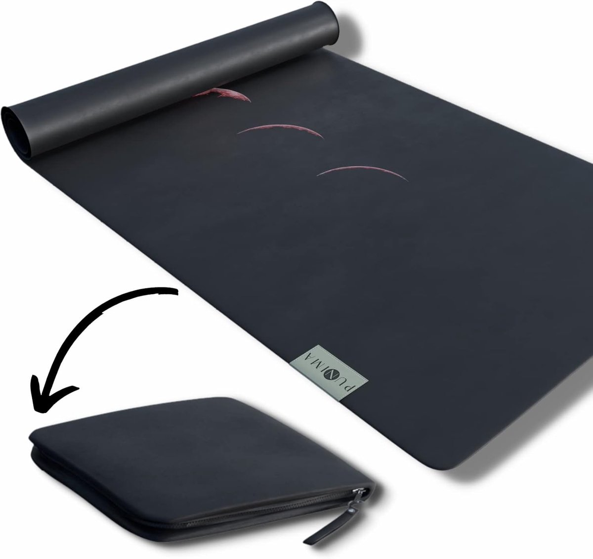 SnelShoppen - PUNIMA RPET Travel Yoga Mat 2-in-1 Yoga Mat + Towel, Extra Dun 0.1 cm, Vouwbare Reis Yogamat, Gemaakt van Gerecyclede Plastic Flessen, 1
