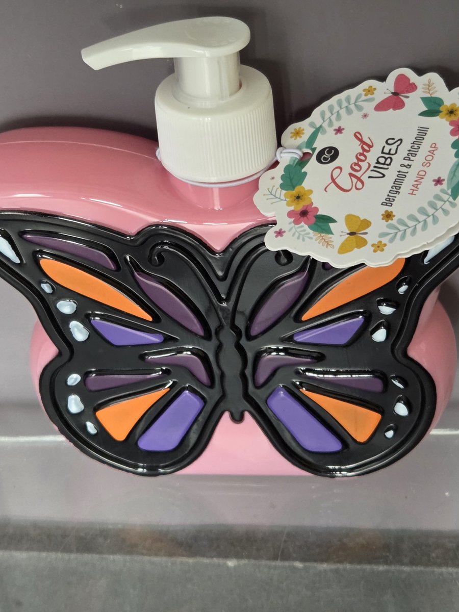 handzeep met pompje - vlinder - bergamot - patchouli - roze - 300 ml