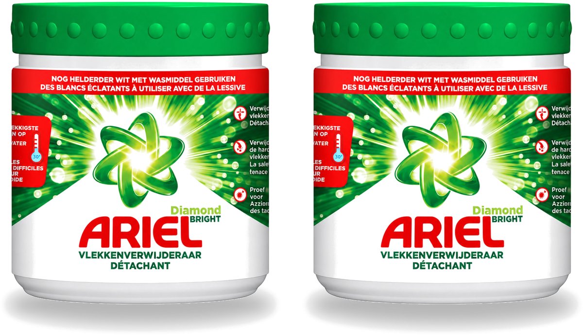2 x Ariel Diamond Bright - Vlekverwijderaar Poeder - Witte Was - 30 Wasbeurten - Voordeelverpakking - 2 stuks