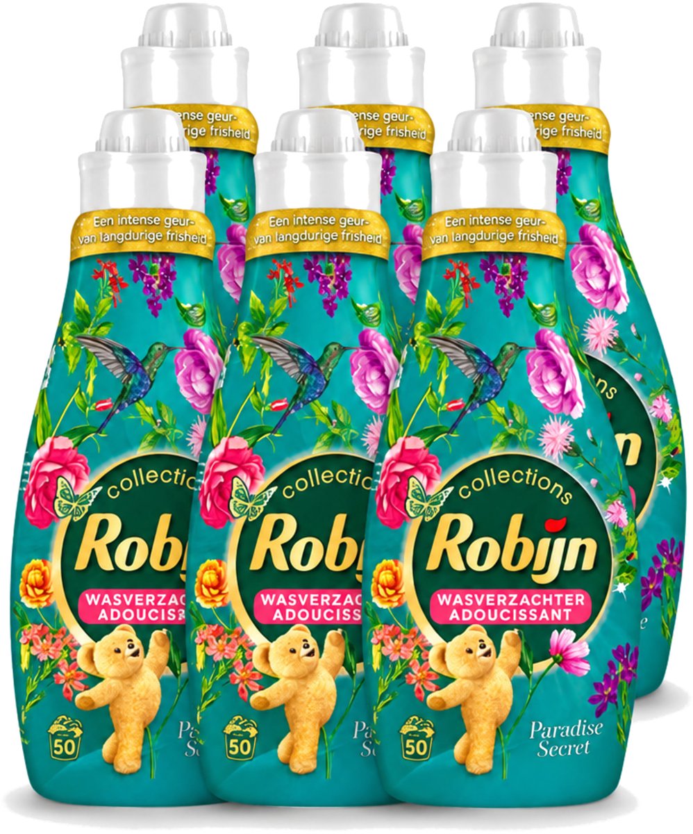 6 x Robijn Collections - Wasverzachter - Paradise Secret - 1,25L - 50 Wasbeurten - Voordeelverpakking - 6 stuks