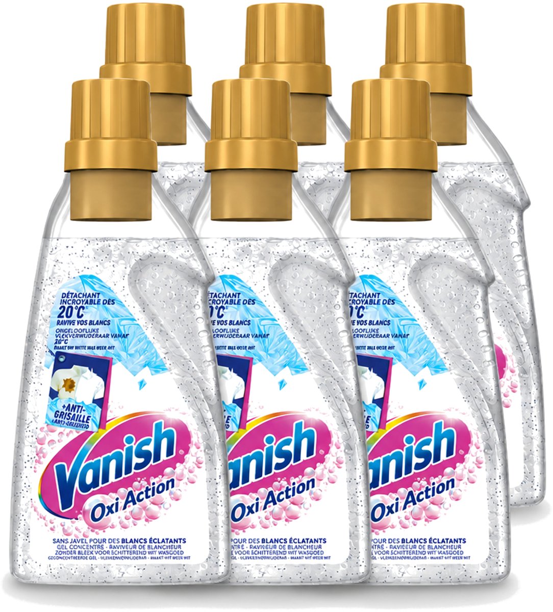 6 x Vanish Oxi Action - Vlekkenverwijderaar Gel - Zonder Bleek - Witte Was - 15 Wasbeurten - Voordeelverpakking - 6 stuks